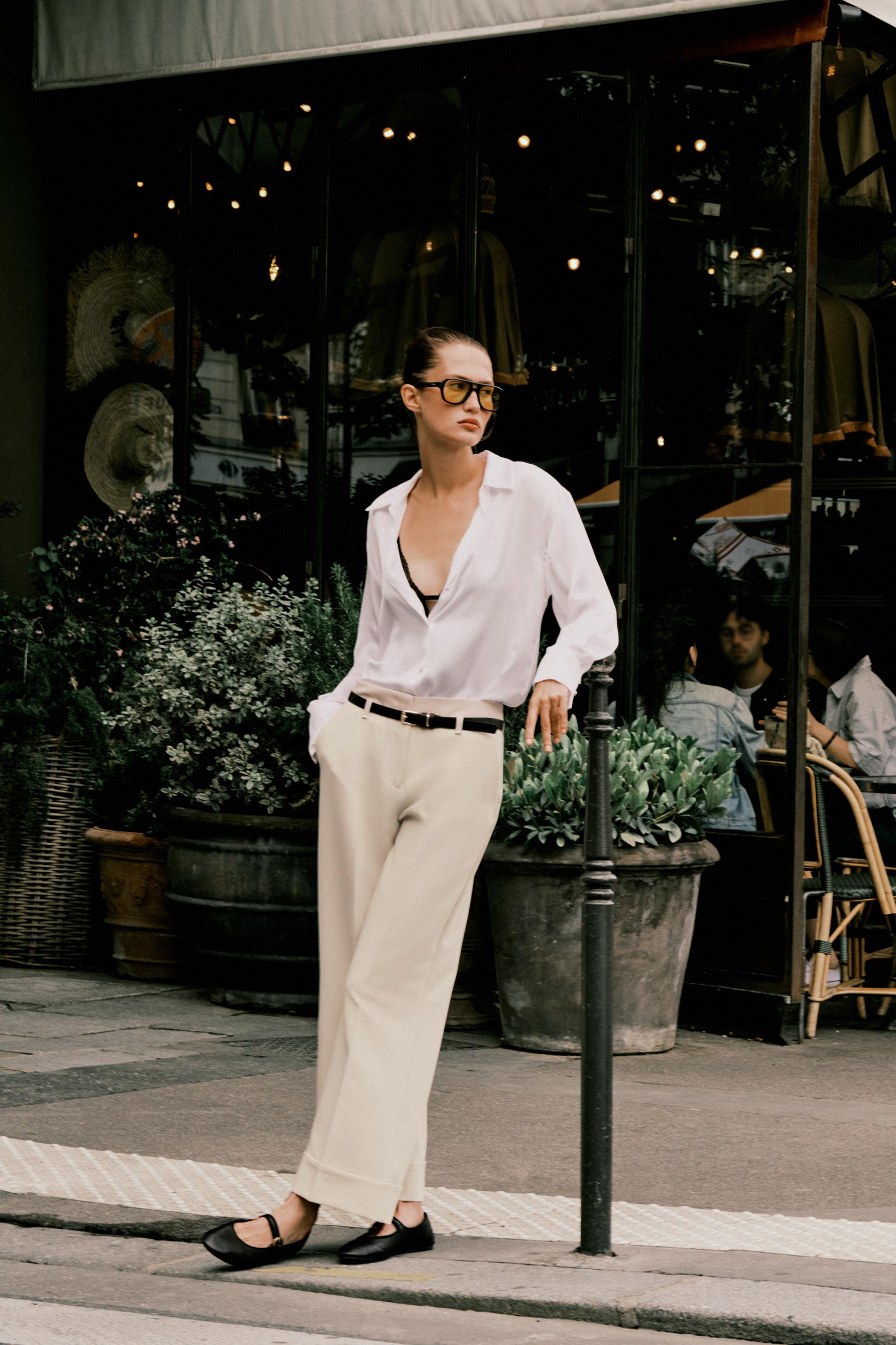 BELTED CUFFED HEM PANTS